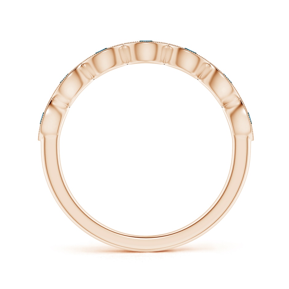 2.2mm AAA Pave Set Round Enhanced Blue Diamond Milgrain Wedding Ring in Rose Gold side 199