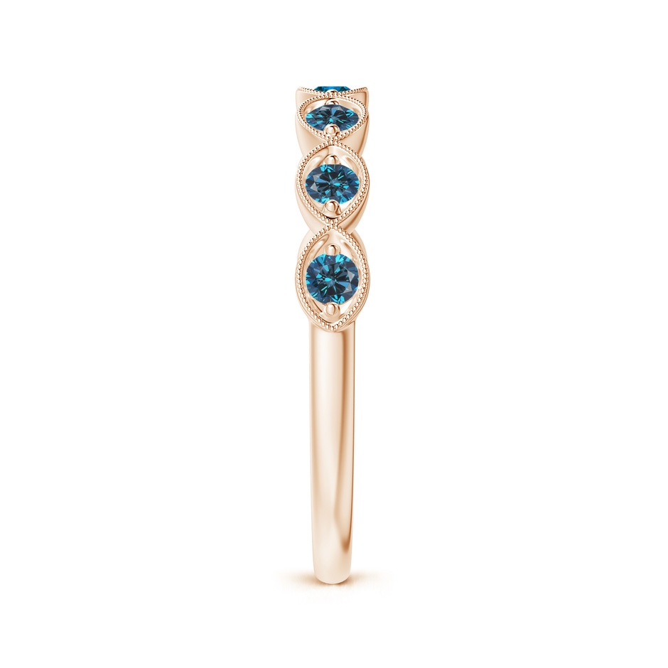 2.2mm AAA Pave Set Round Enhanced Blue Diamond Milgrain Wedding Ring in Rose Gold side 299