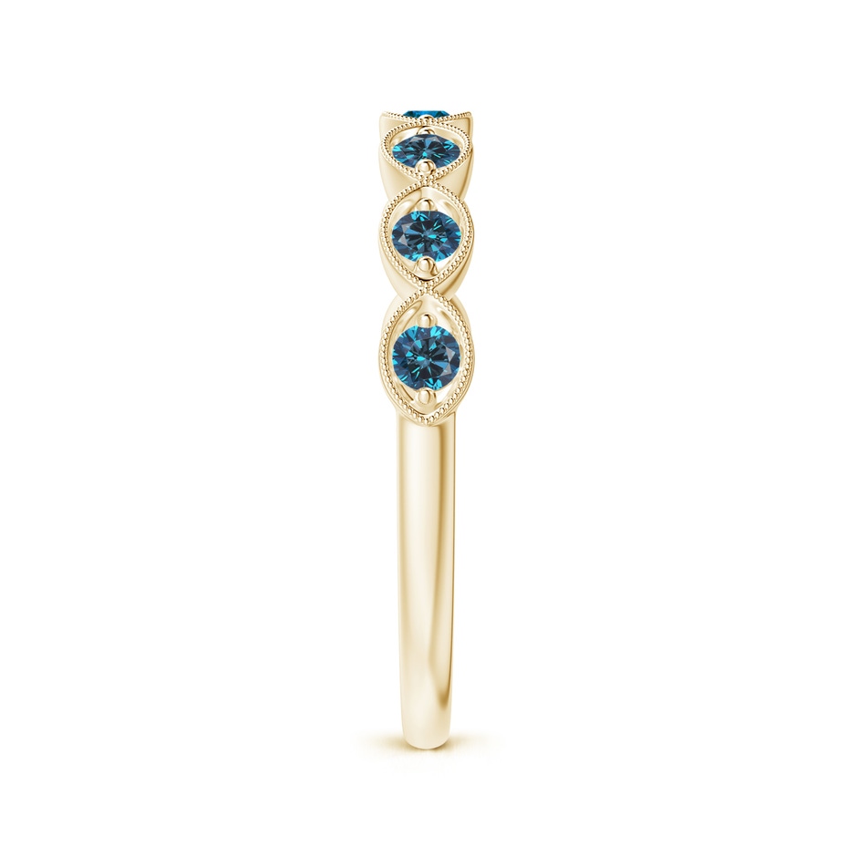 2.2mm AAA Pave Set Round Enhanced Blue Diamond Milgrain Wedding Ring in Yellow Gold side 299