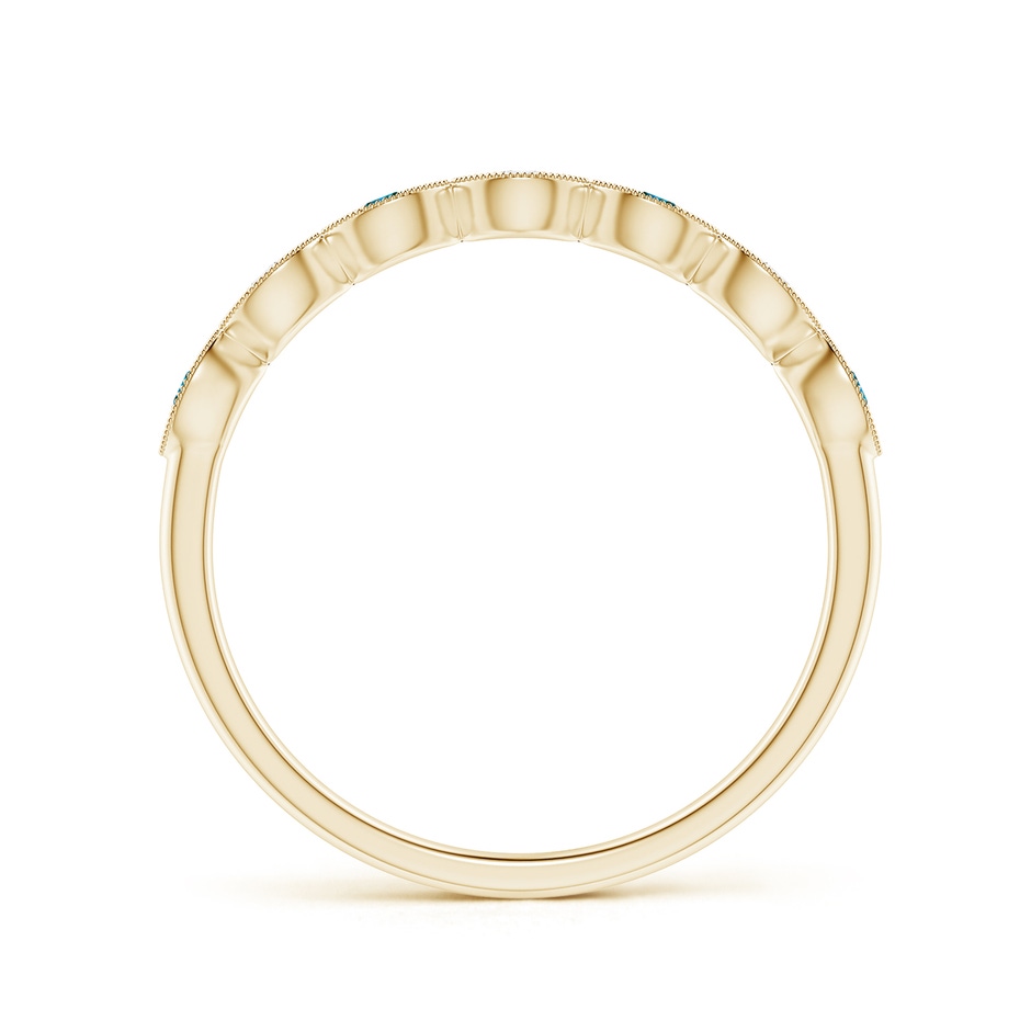 1.5mm AA Pave Set Round Blue Diamond Milgrain Wedding Ring in Yellow Gold side 199