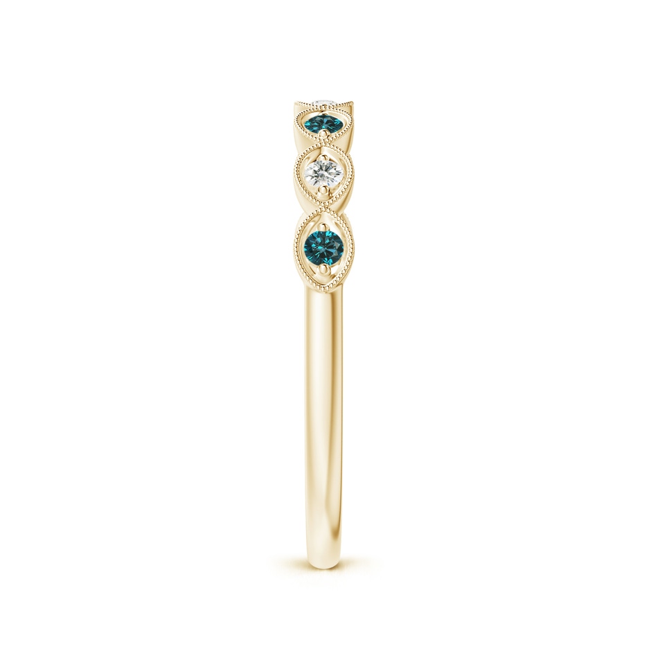 1.5mm AA Pave Set Round Blue Diamond Milgrain Wedding Ring in Yellow Gold side 299