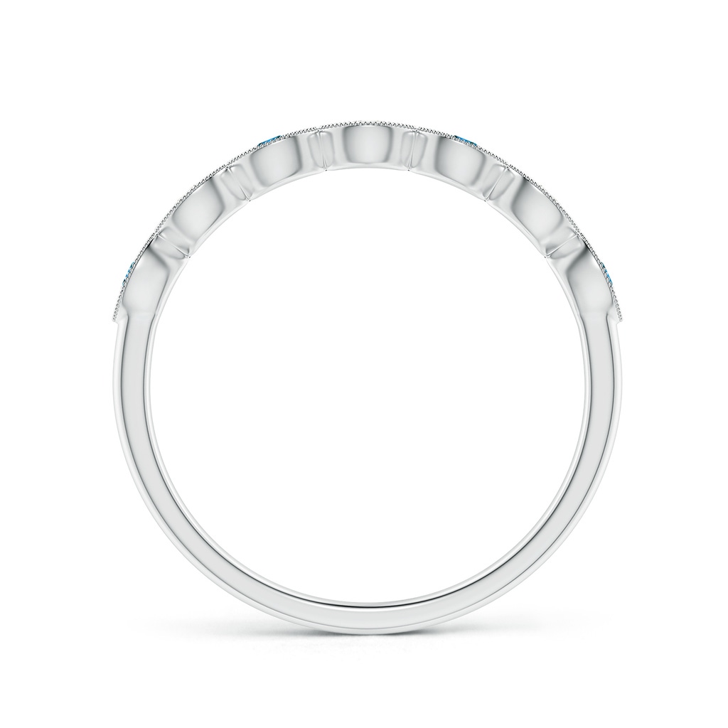 1.5mm AAA Pave Set Round Blue Diamond Milgrain Wedding Ring in P950 Platinum - side 199