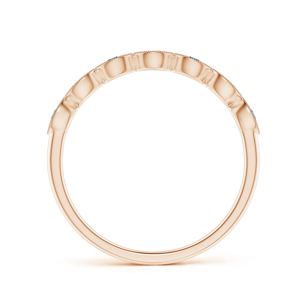 1.5mm AAA Pave Set Round Blue Diamond Milgrain Wedding Ring in Rose Gold - side 199