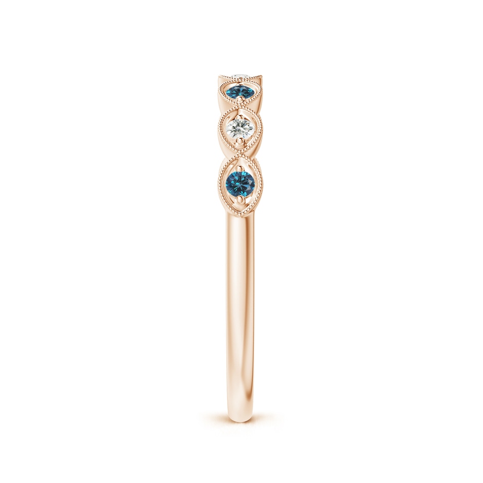 1.5mm AAA Pave Set Round Blue Diamond Milgrain Wedding Ring in Rose Gold side 299