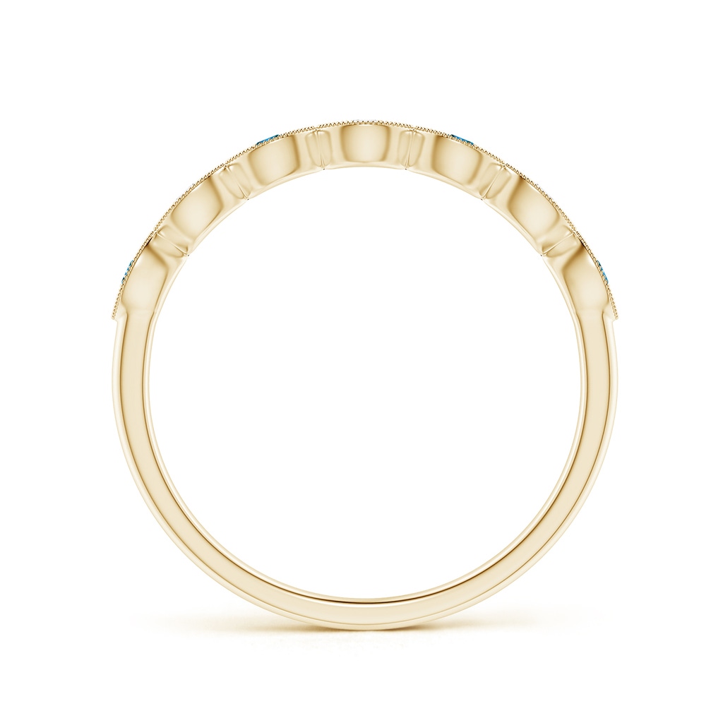 1.5mm AAA Pave Set Round Blue Diamond Milgrain Wedding Ring in Yellow Gold - side 199