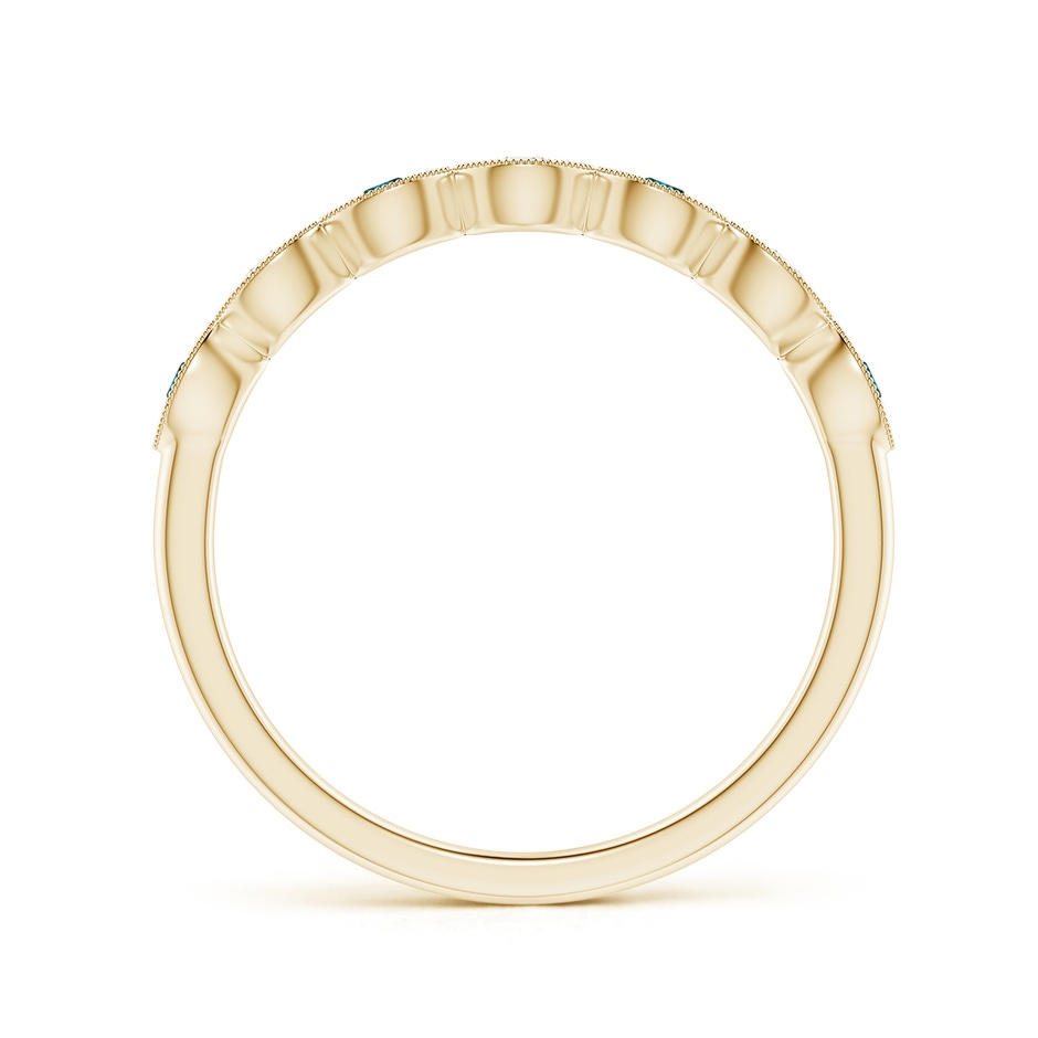 1.9mm AA Pave Set Round Blue Diamond Milgrain Wedding Ring in Yellow Gold side 199