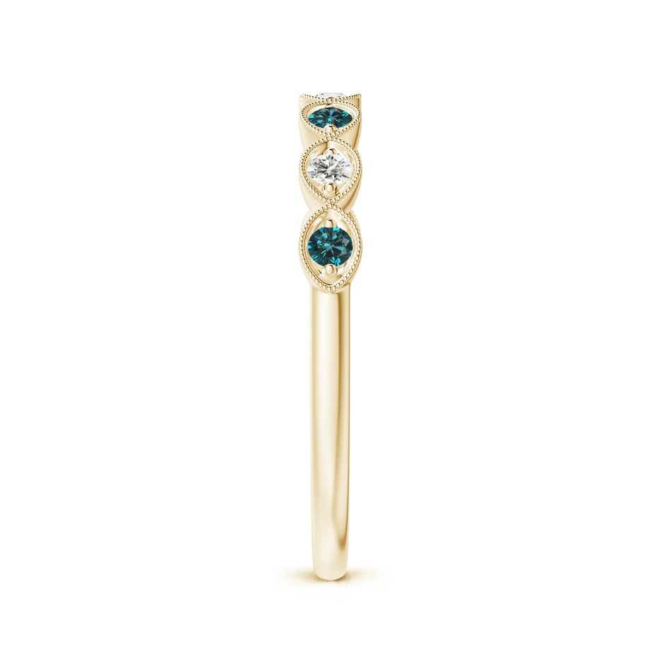 1.9mm AA Pave Set Round Blue Diamond Milgrain Wedding Ring in Yellow Gold side 299