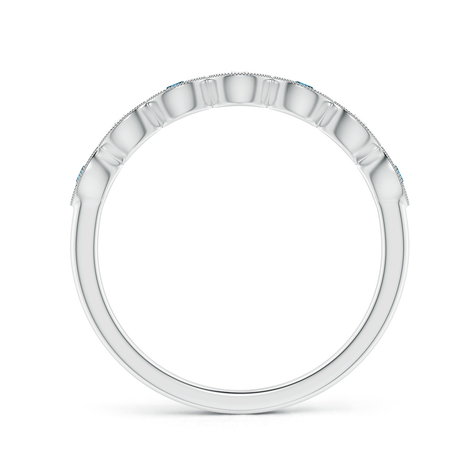 1.9mm AAA Pave Set Round Blue Diamond Milgrain Wedding Ring in P950 Platinum side 199