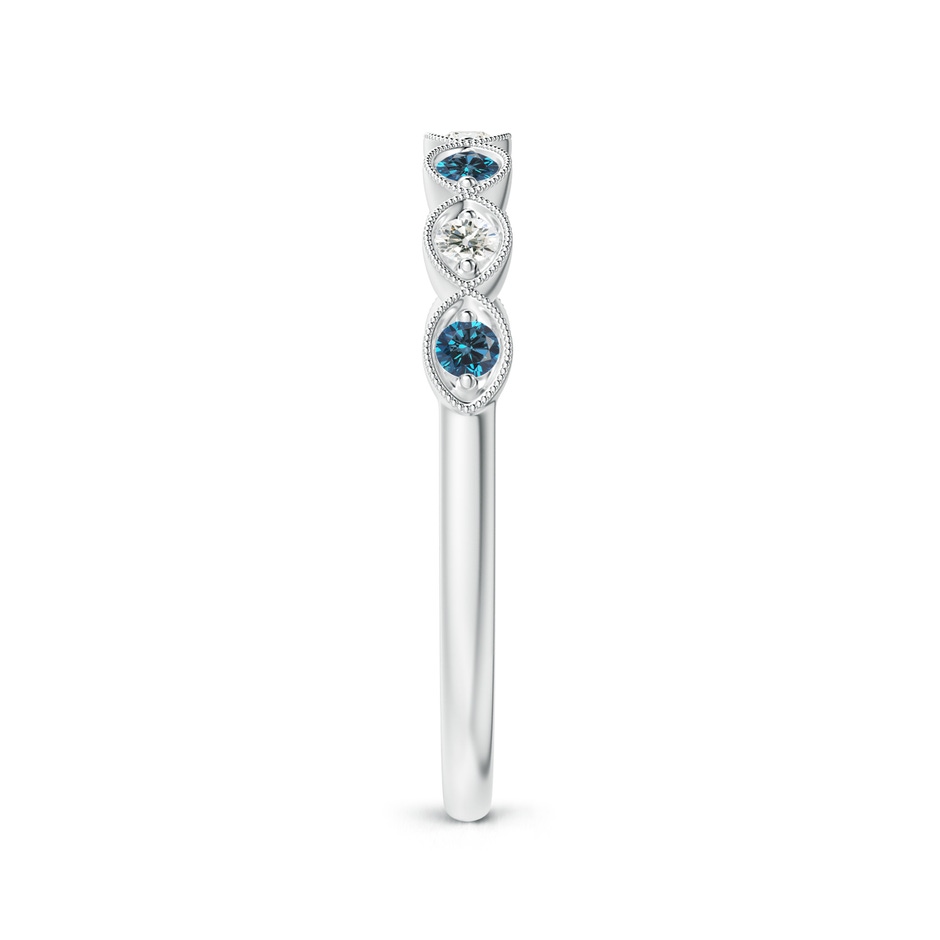 1.9mm AAA Pave Set Round Blue Diamond Milgrain Wedding Ring in P950 Platinum side 299