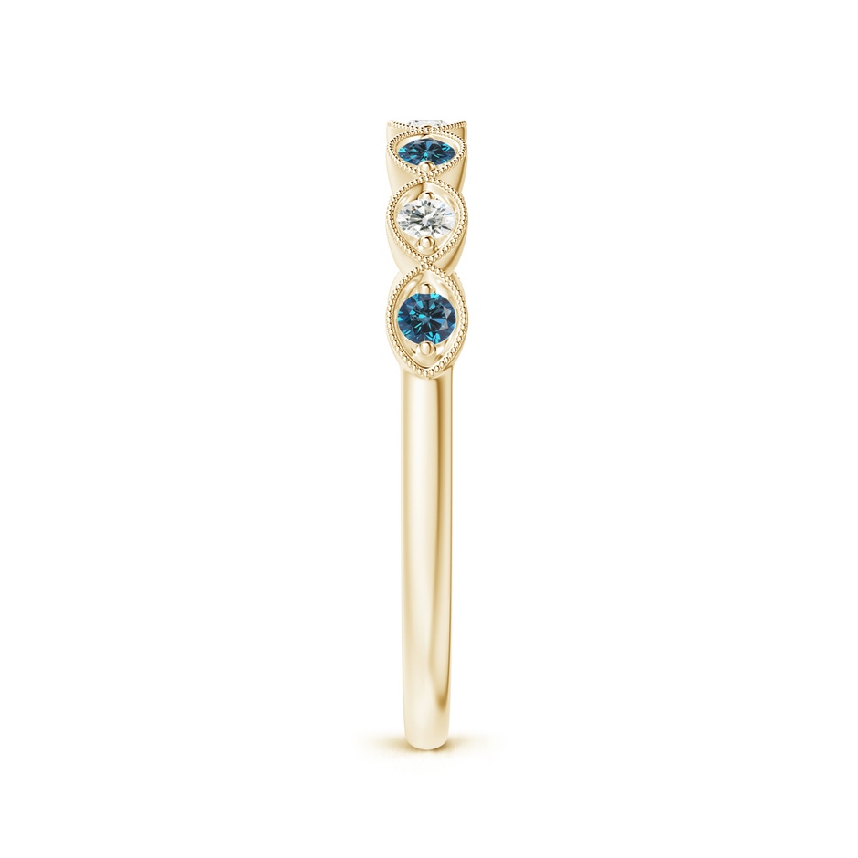 1.9mm AAA Pave Set Round Blue Diamond Milgrain Wedding Ring in Yellow Gold side 299
