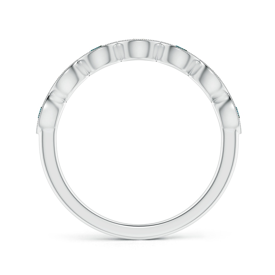 2.2mm AA Pave Set Round Blue Diamond Milgrain Wedding Ring in P950 Platinum side 199
