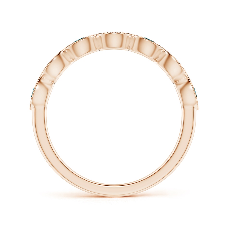 2.2mm AA Pave Set Round Blue Diamond Milgrain Wedding Ring in Rose Gold side 199