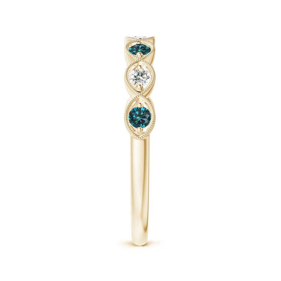 2.2mm AA Pave Set Round Blue Diamond Milgrain Wedding Ring in Yellow Gold side 299