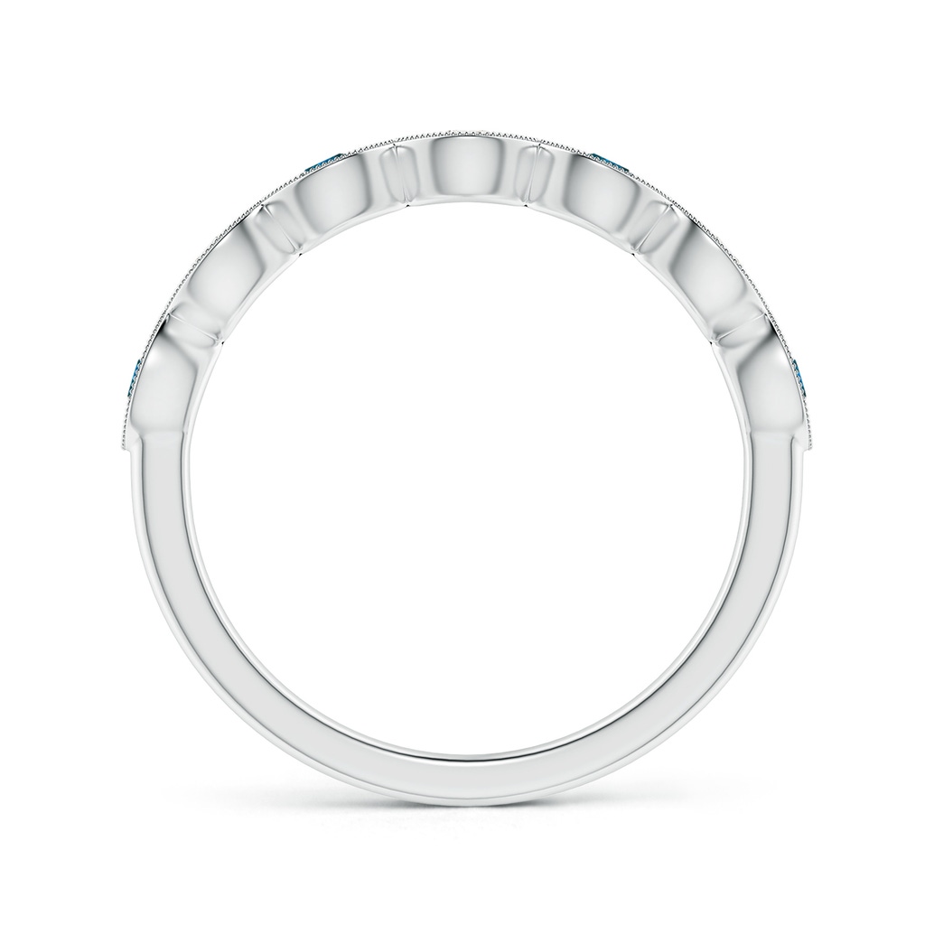2.2mm AAA Pave Set Round Blue Diamond Milgrain Wedding Ring in 18K White Gold - side 199