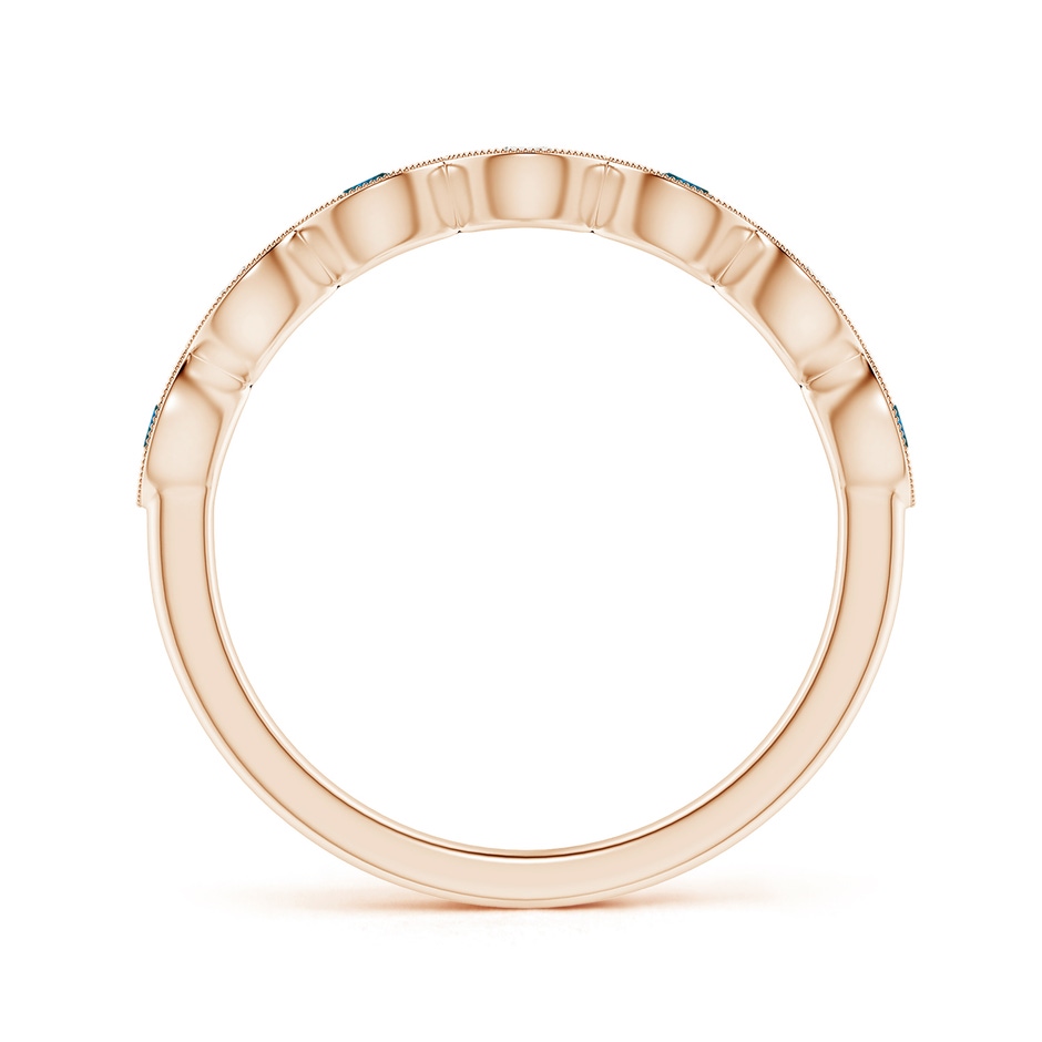 2.2mm AAA Pave Set Round Blue Diamond Milgrain Wedding Ring in Rose Gold side 199