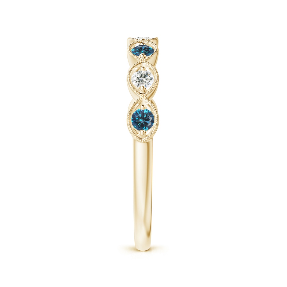 2.2mm AAA Pave Set Round Blue Diamond Milgrain Wedding Ring in Yellow Gold side 299