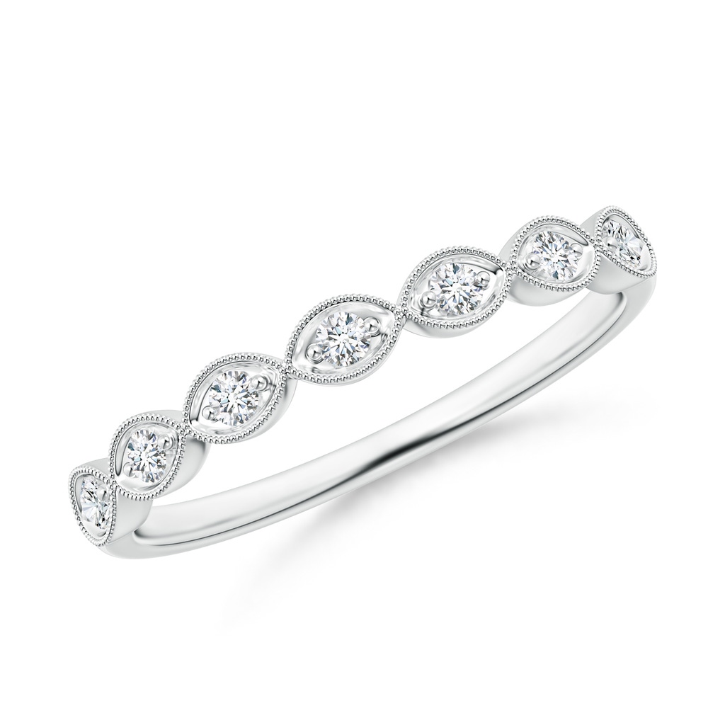 1.5mm GVS2 Pave Set Round Diamond Milgrain Wedding Ring in S999 Silver
