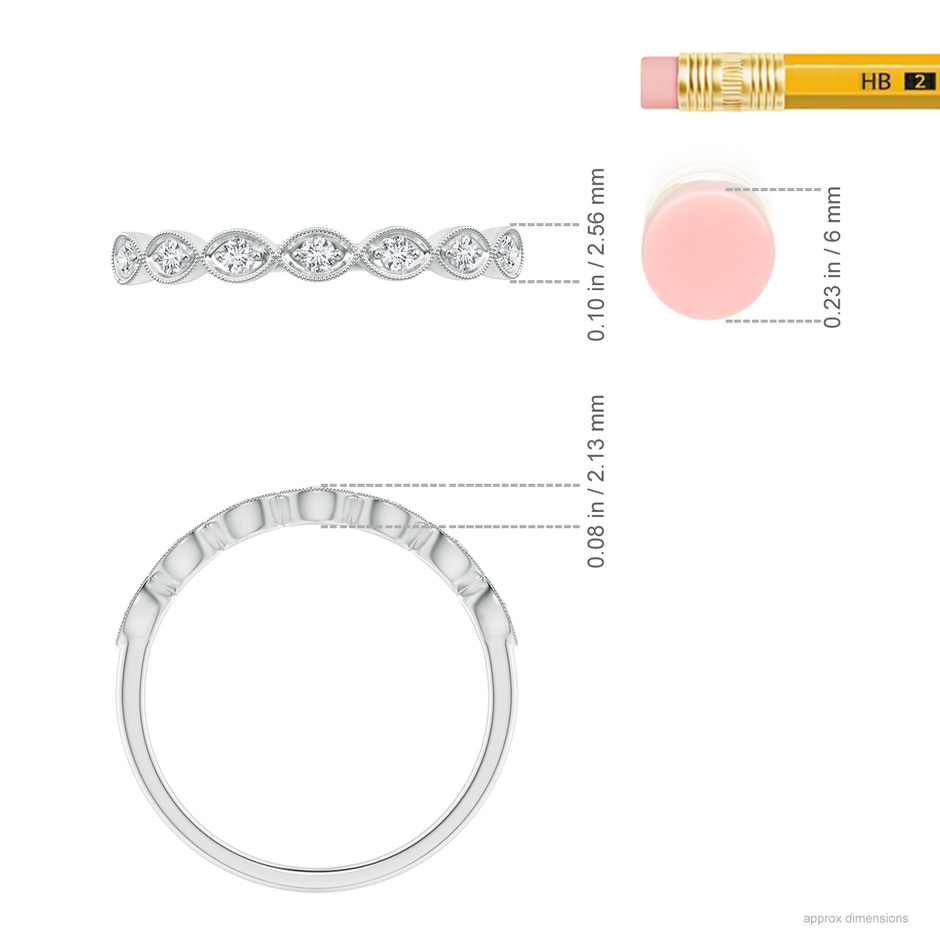 1.5mm GVS2 Pave Set Round Diamond Milgrain Wedding Ring in White Gold ruler