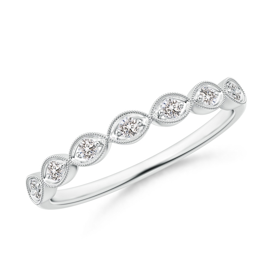 1.5mm IJI1I2 Pave Set Round Diamond Milgrain Wedding Ring in White Gold 