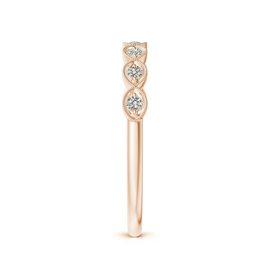 1.5mm KI3 Pave Set Round Diamond Milgrain Wedding Ring in Rose Gold side 299