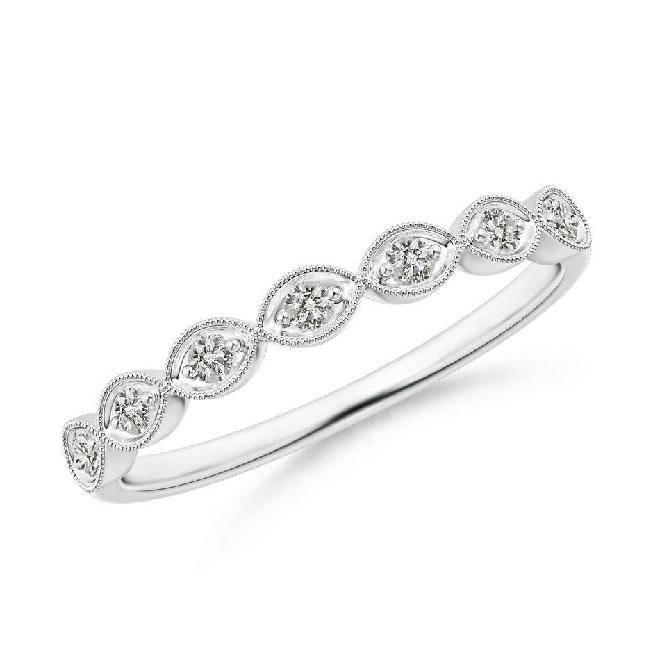 1.5mm KI3 Pave Set Round Diamond Milgrain Wedding Ring in S999 Silver 