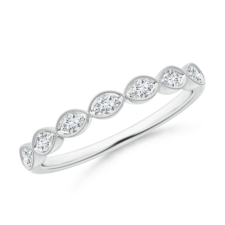 1.9mm GVS2 Pave Set Round Diamond Milgrain Wedding Ring in S999 Silver 