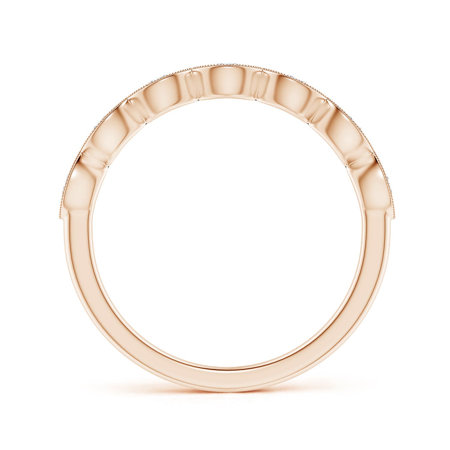 2.2mm GVS2 Pave Set Round Diamond Milgrain Wedding Ring in Rose Gold - side 3