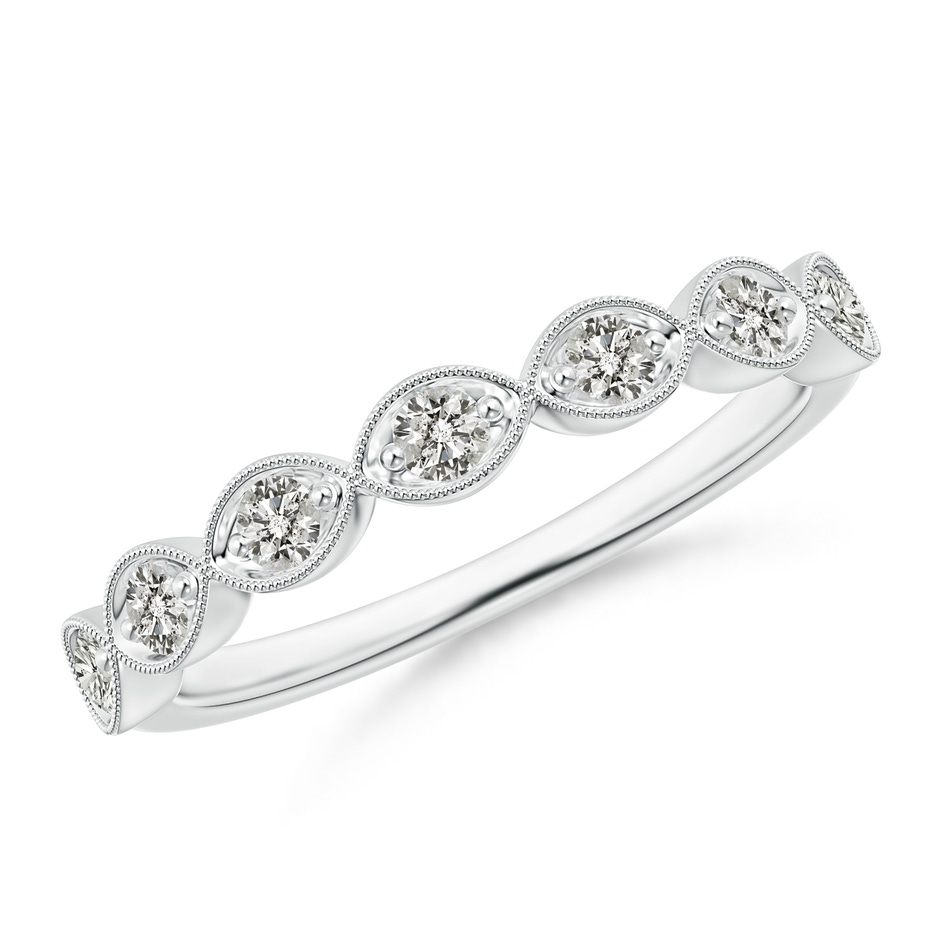2.2mm KI3 Pave Set Round Diamond Milgrain Wedding Ring in S999 Silver 