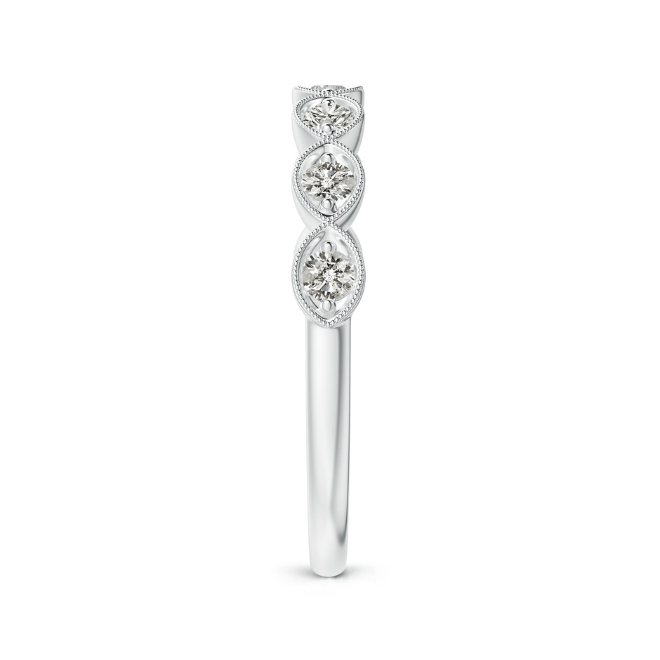 2.2mm KI3 Pave Set Round Diamond Milgrain Wedding Ring in S999 Silver side 299
