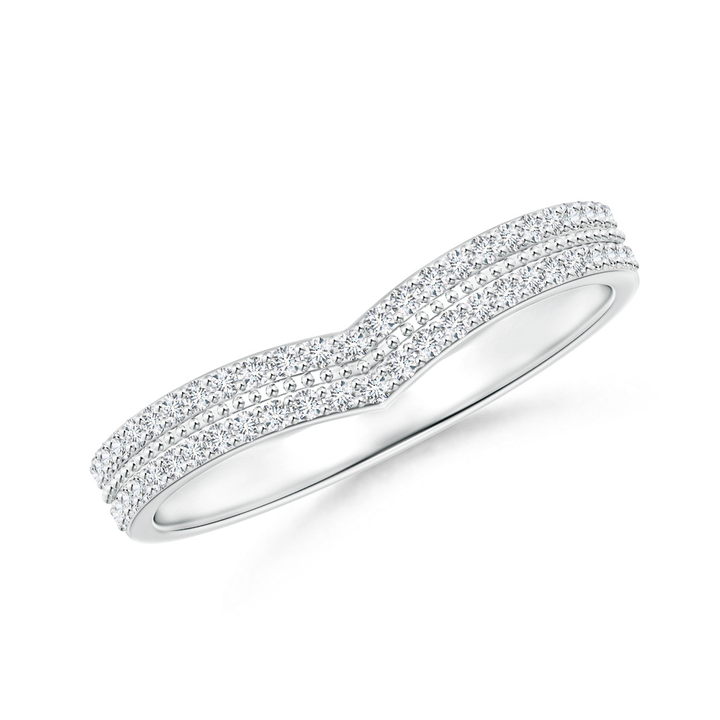 1mm GVS2 Round Diamond Twin Row Chevron Wedding Ring in 18K White Gold