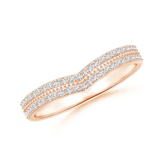 1mm GVS2 Round Diamond Twin Row Chevron Wedding Ring in Rose Gold