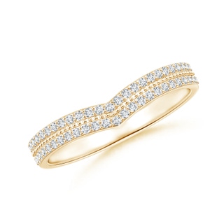 1mm GVS2 Round Diamond Twin Row Chevron Wedding Ring in Yellow Gold