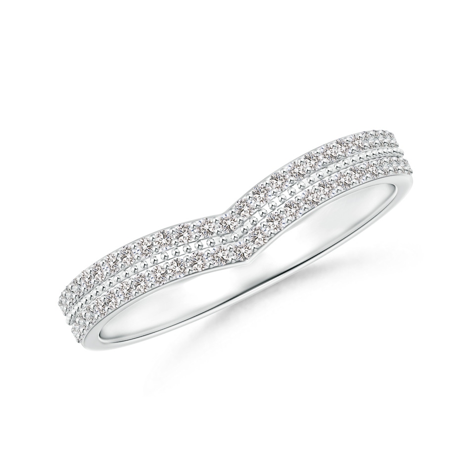 1mm IJI1I2 Round Diamond Twin Row Chevron Wedding Ring in S999 Silver 