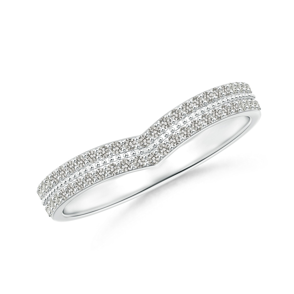 1mm KI3 Round Diamond Twin Row Chevron Wedding Ring in S999 Silver 
