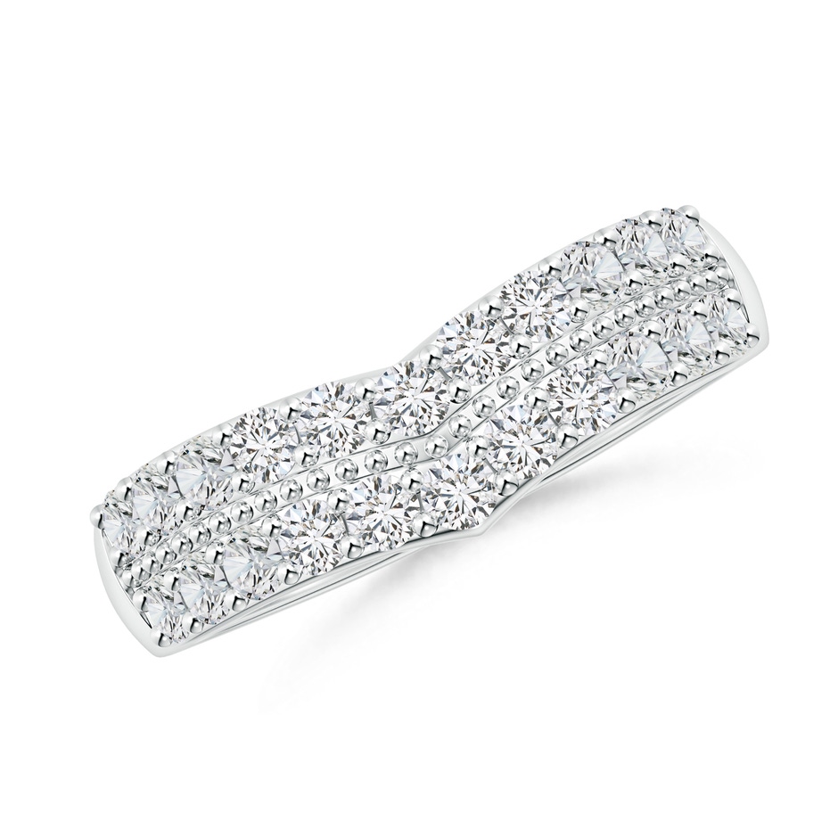 2mm HSI2 Round Diamond Twin Row Chevron Wedding Ring in S999 Silver 