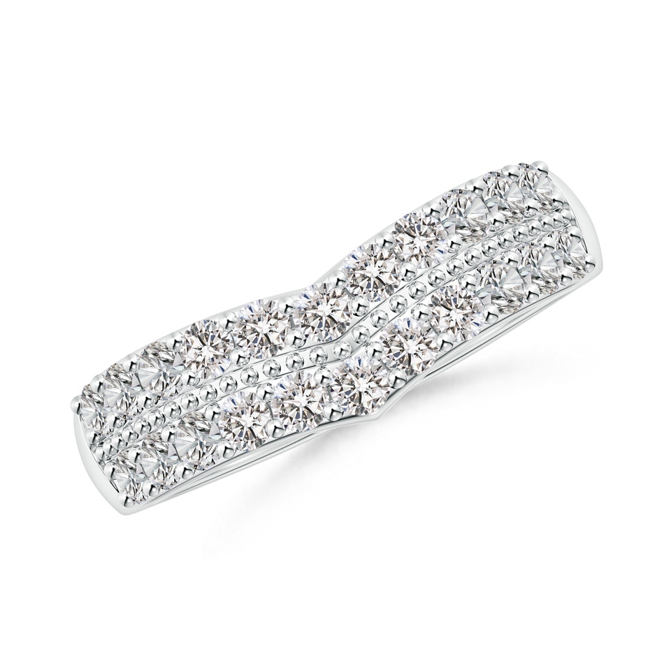 2mm IJI1I2 Round Diamond Twin Row Chevron Wedding Ring in S999 Silver 