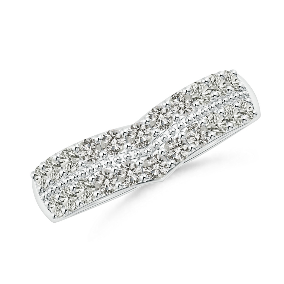 2mm KI3 Round Diamond Twin Row Chevron Wedding Ring in S999 Silver 