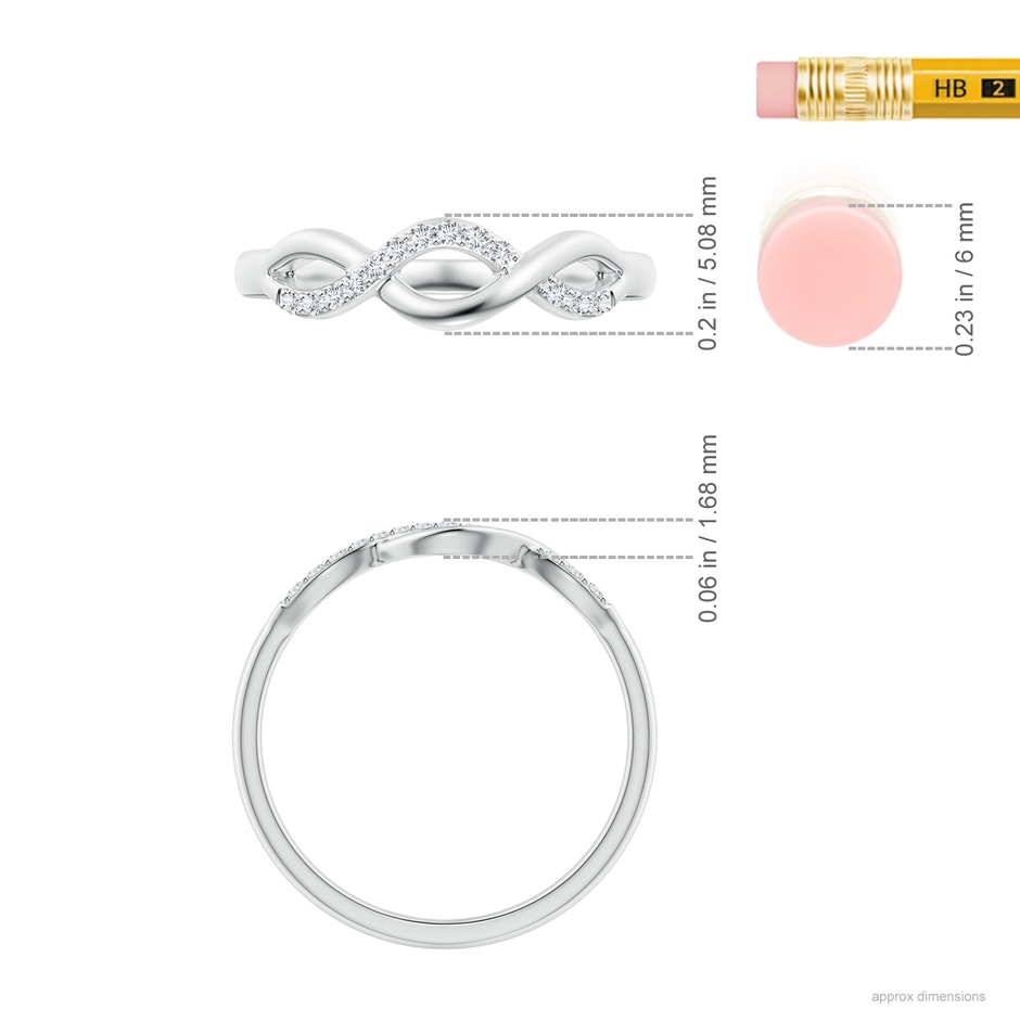 1.1mm GVS2 Single Sided Diamond Criss-Cross Infinity Ring in S999 Silver ruler