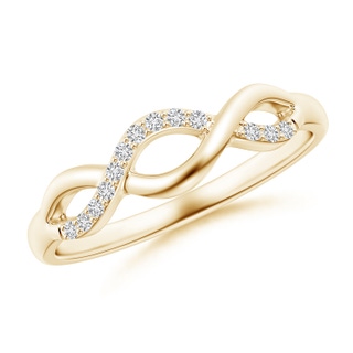 1.1mm HSI2 Single Sided Diamond Criss-Cross Infinity Ring in Yellow Gold