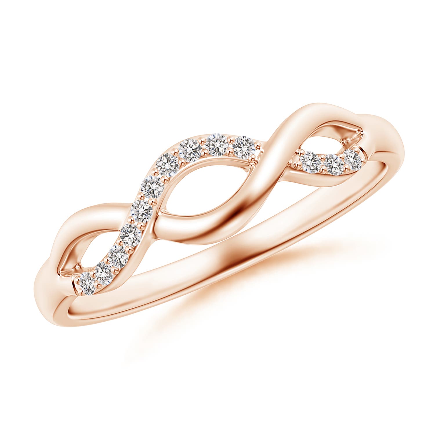 Angara 1.1 MM Single Sided Diamond Criss-Cross Infinity Ring in 14K Rose Gold