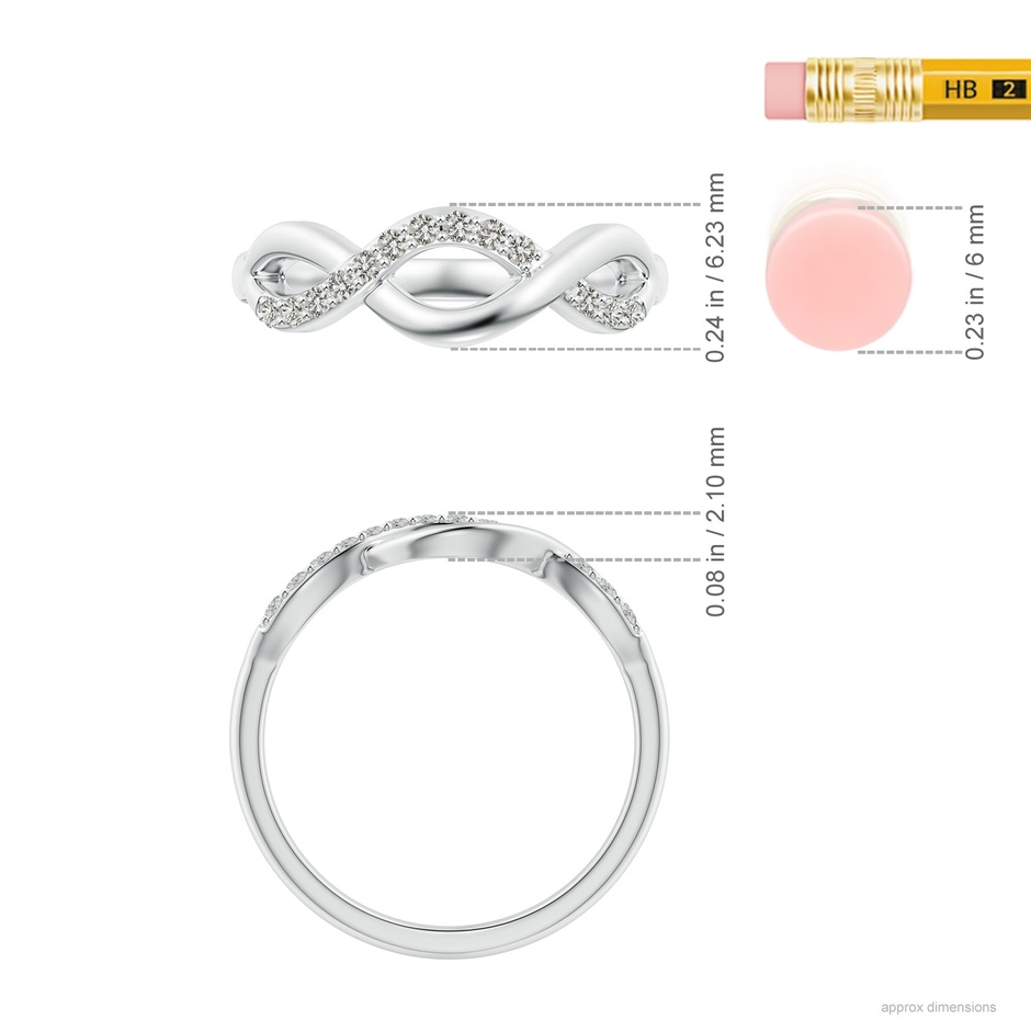 1.35mm KI3 Single Sided Diamond Criss-Cross Infinity Ring in S999 Silver ruler