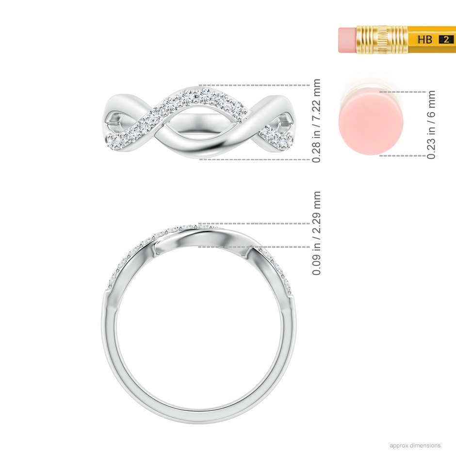 1.65mm GVS2 Single Sided Diamond Criss-Cross Infinity Ring in 18K White Gold ruler