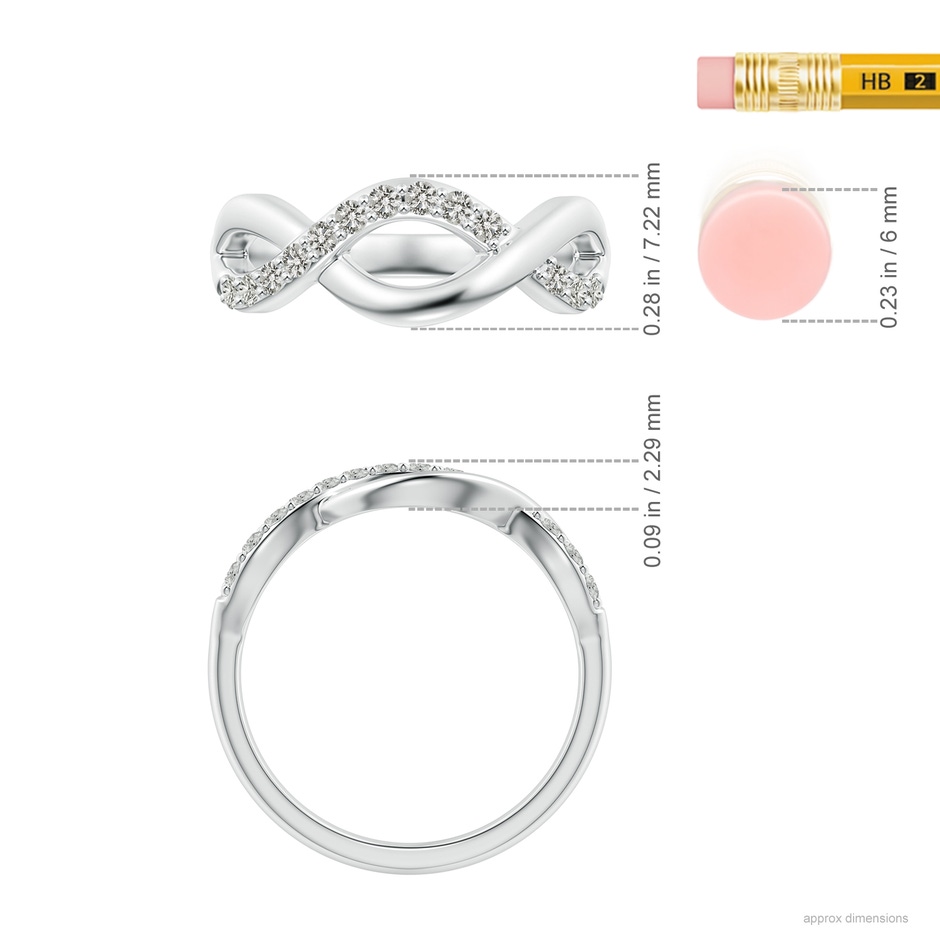 1.65mm KI3 Single Sided Diamond Criss-Cross Infinity Ring in S999 Silver ruler