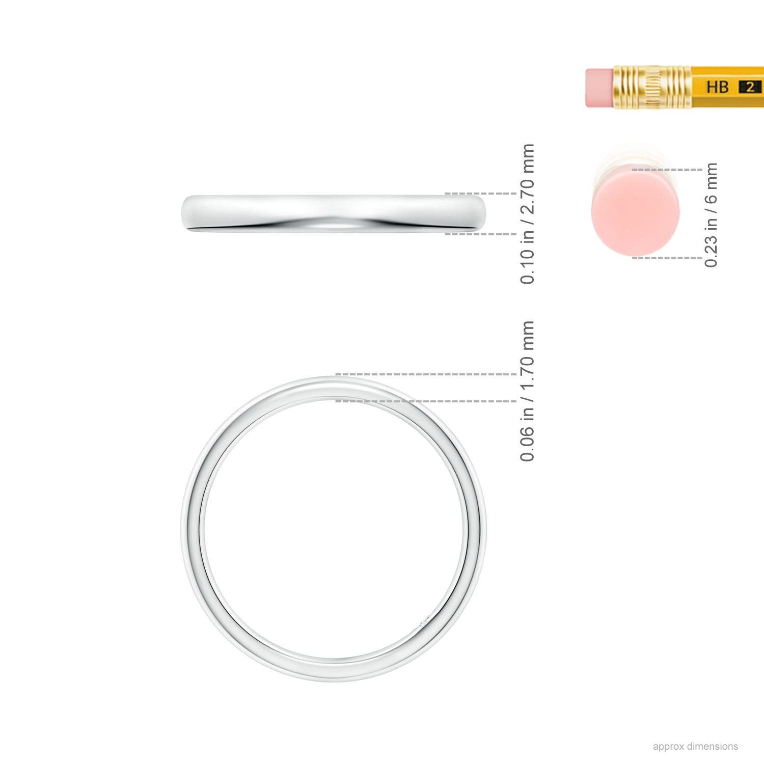 1.8mm GVS2 Plain Wedding Ring with Secret Diamond in P950 Platinum - ruler
