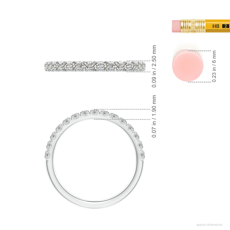 1.9mm KI3 U-Pave Set Diamond Half Eternity Wedding Ring in S999 Silver ruler