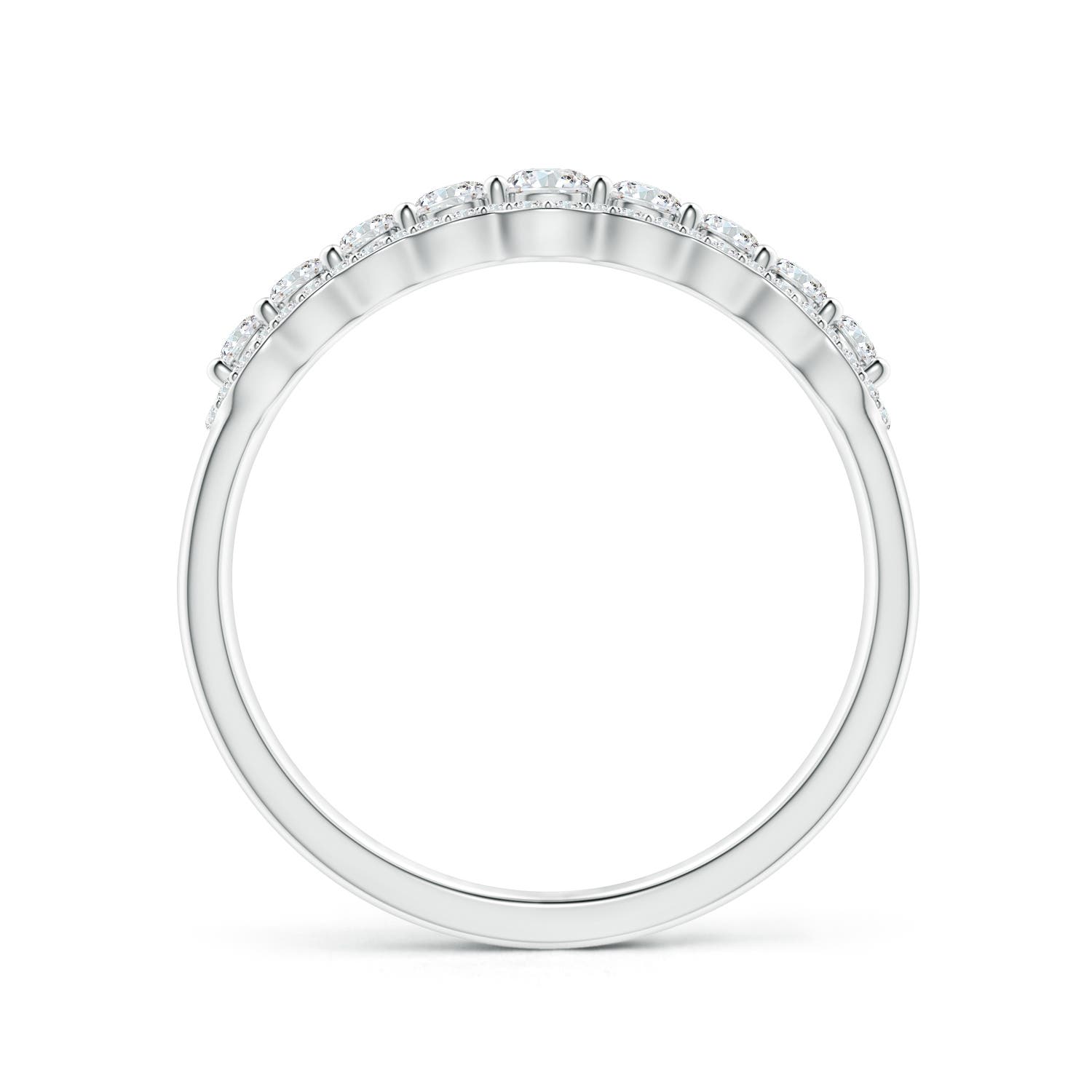 2.6mm GVS2 Scalloped-Edge Diamond Nine Stone Anniversary Ring in 18K White Gold