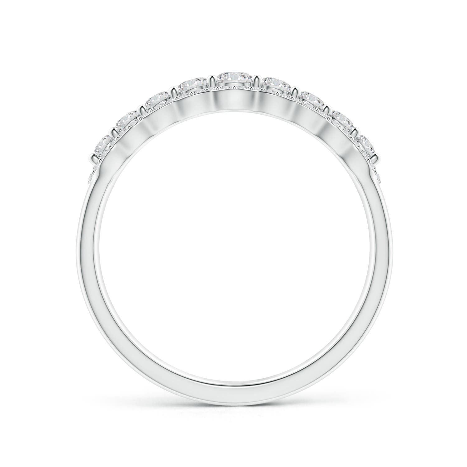 2.6mm HSI2 Scalloped-Edge Diamond Nine Stone Anniversary Ring in 18K White Gold