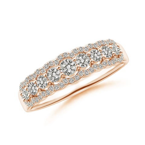2.6mm KI3 Scalloped-Edge Diamond Nine Stone Anniversary Ring in Rose Gold