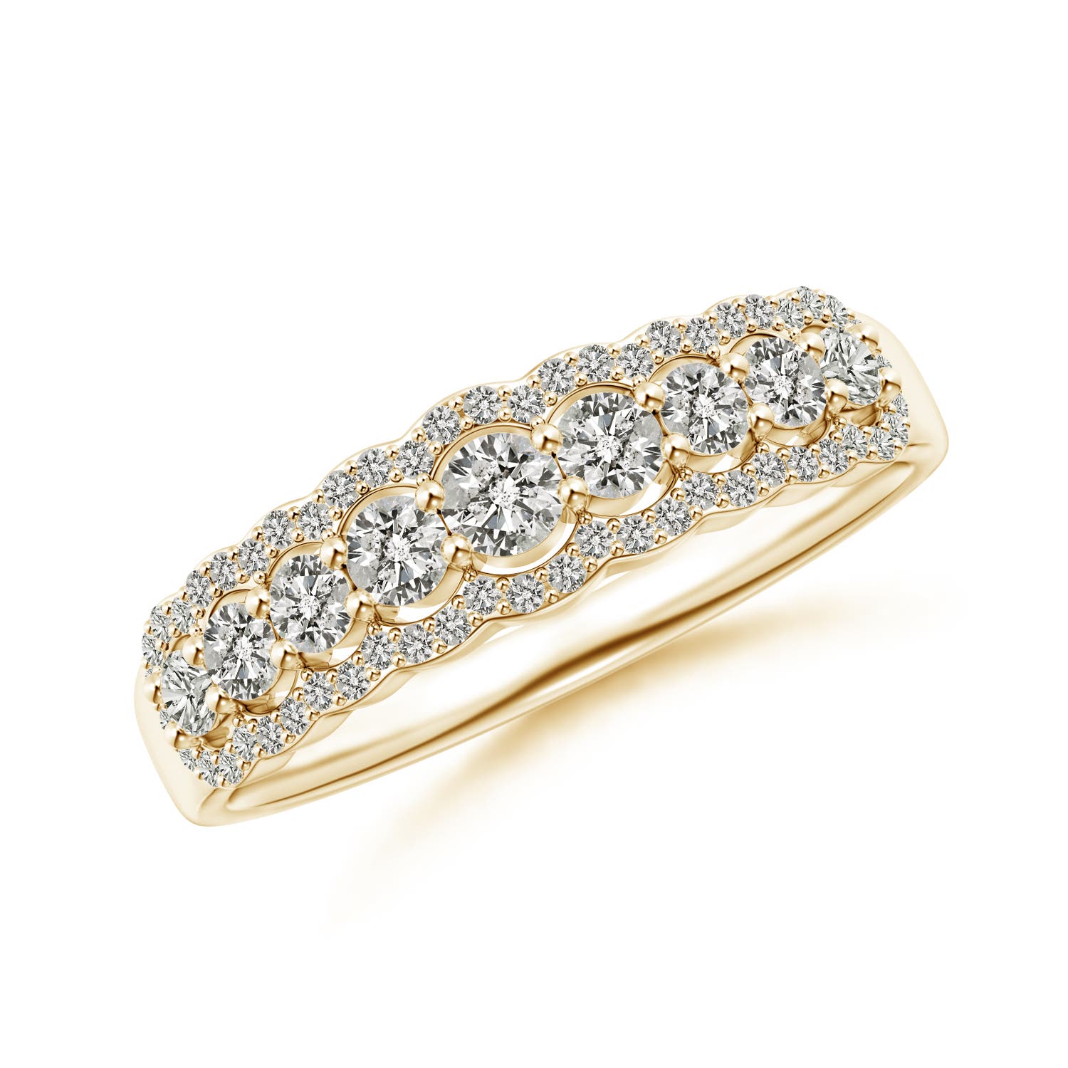 2.6mm KI3 Scalloped-Edge Diamond Nine Stone Anniversary Ring in Yellow Gold
