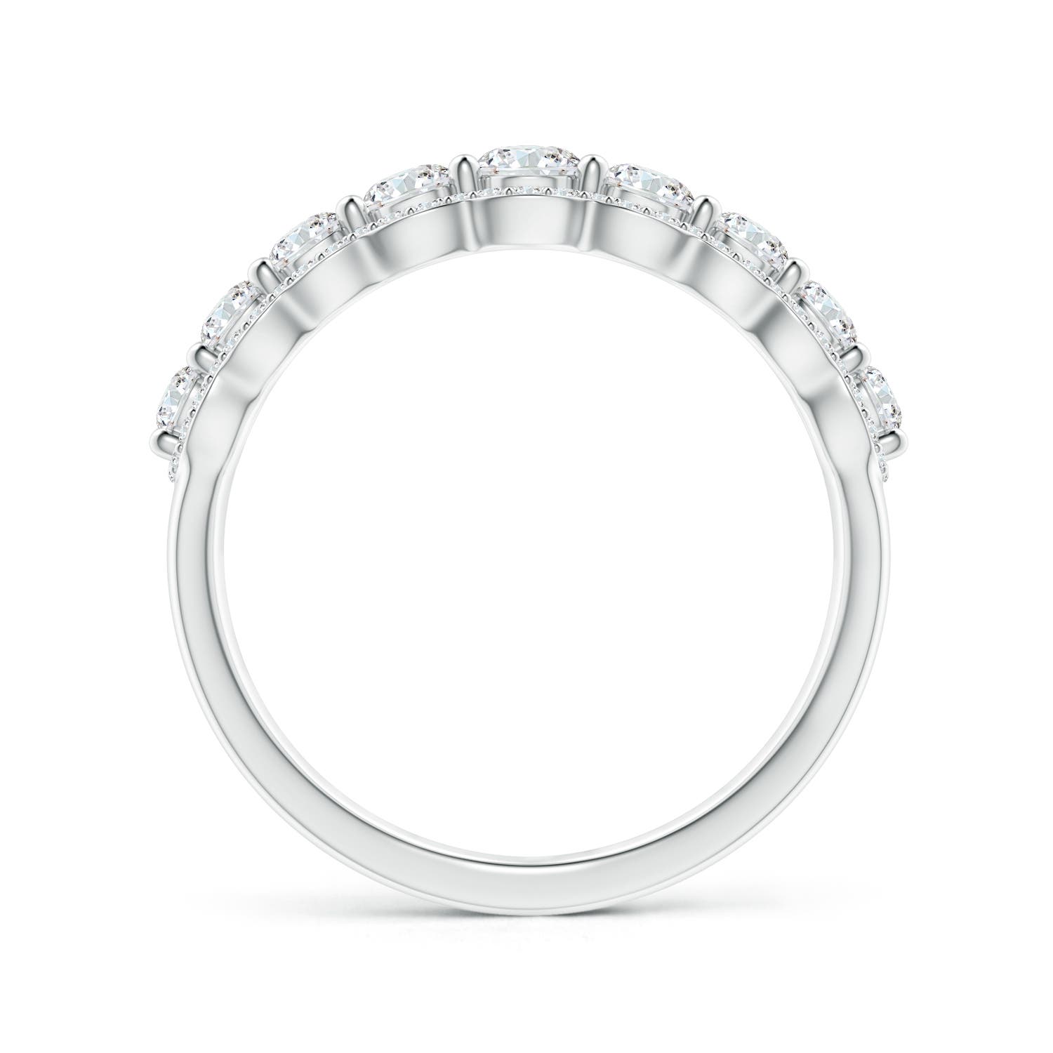 3.3mm GVS2 Scalloped-Edge Diamond Nine Stone Anniversary Ring in 18K White Gold